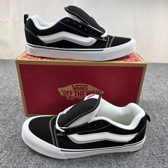 Vans Knu‎ Skool Black White Suede Skate Shoes Mens 13 US